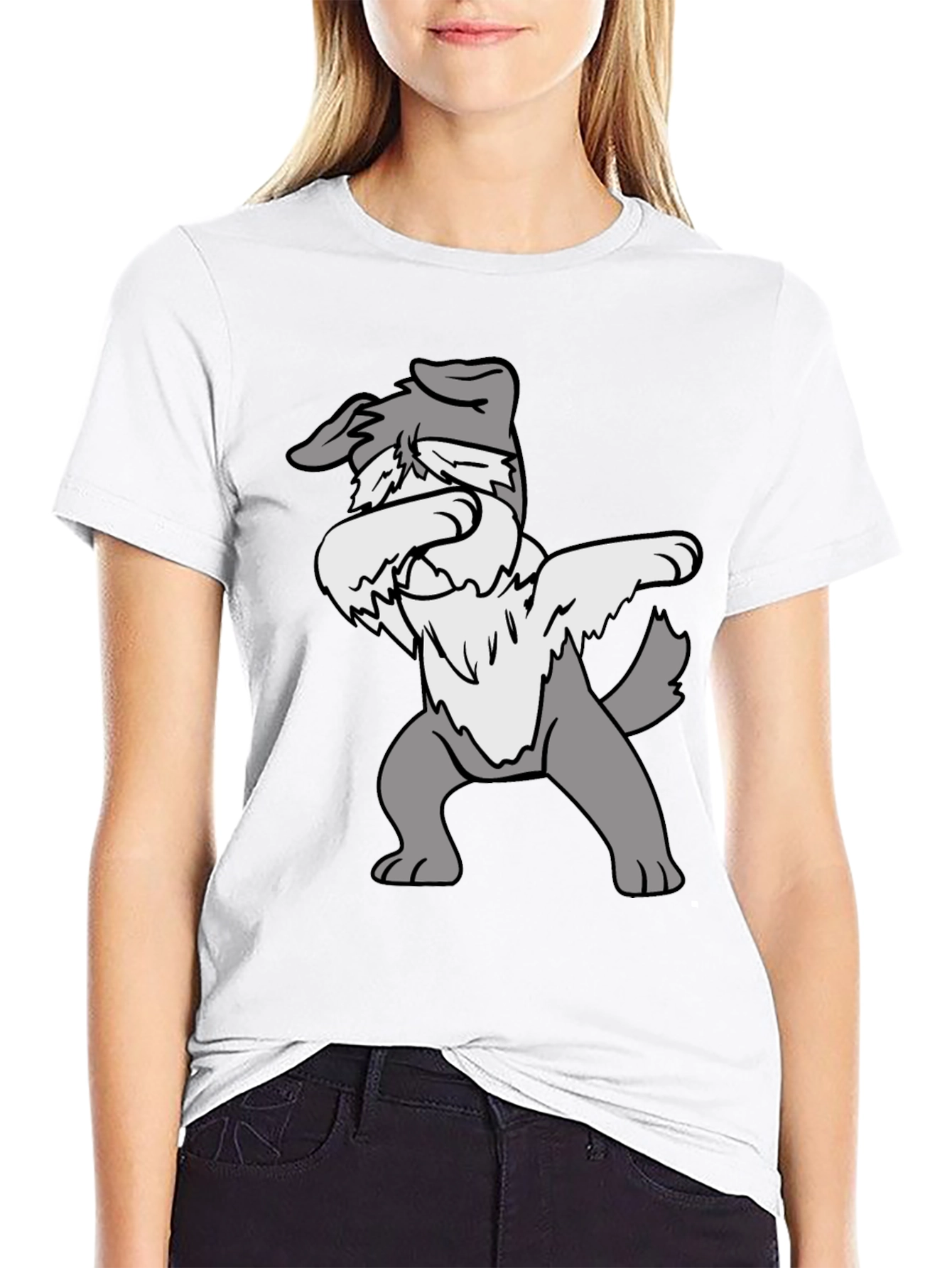 Dabbing Dog Graphic Tee - Black Cotton Casual Shirt