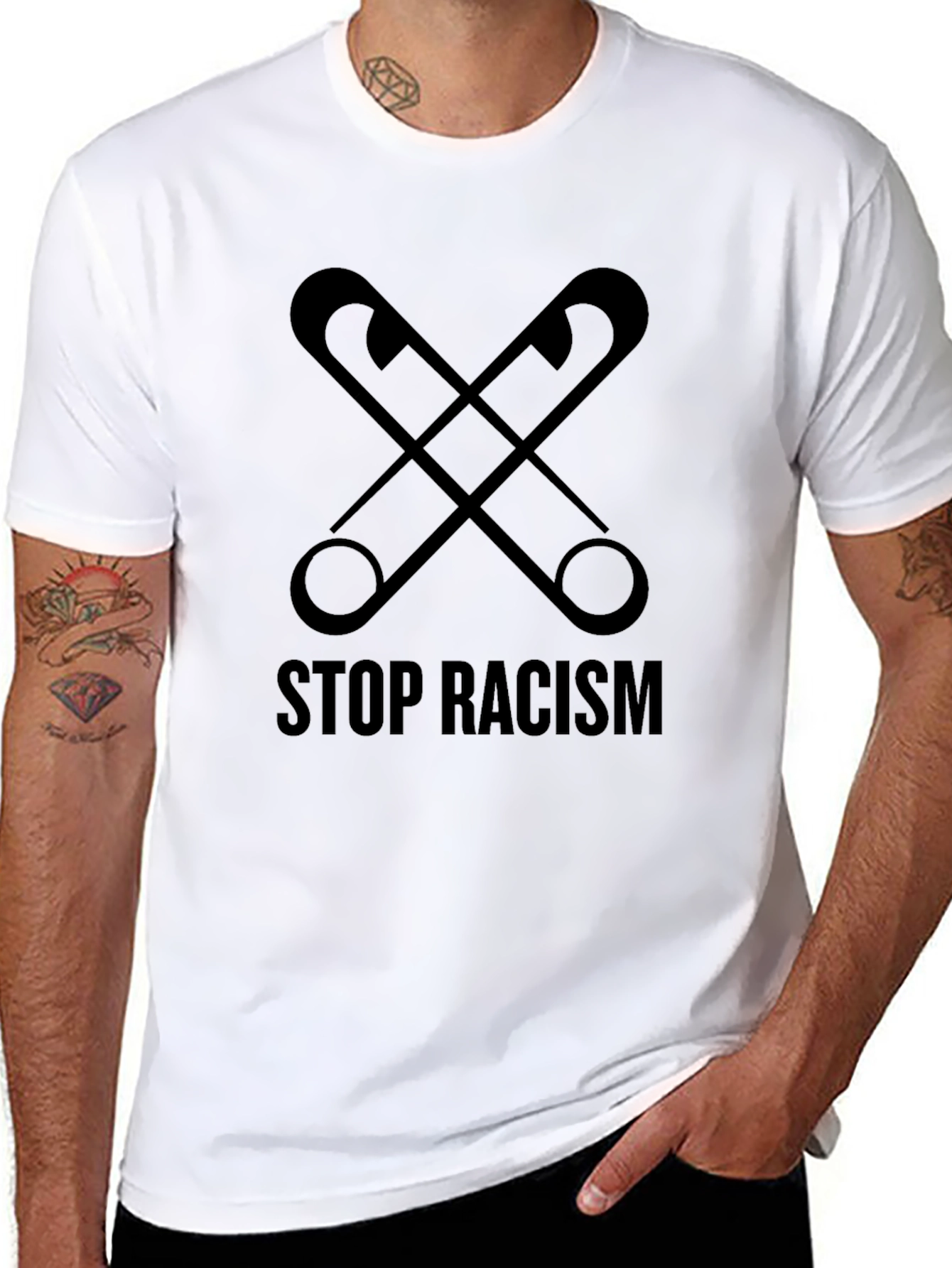 Stop Racism Safety Pin Graphic Tee - Unisex