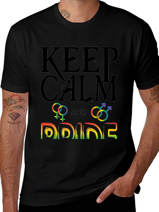 Keep Calm Pride Graphic Tee - Black LGBTQ+ Support