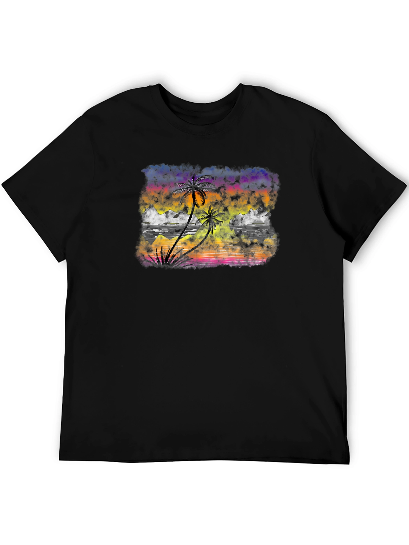 Tropical Sunset Palm Tree Graphic T-Shirt