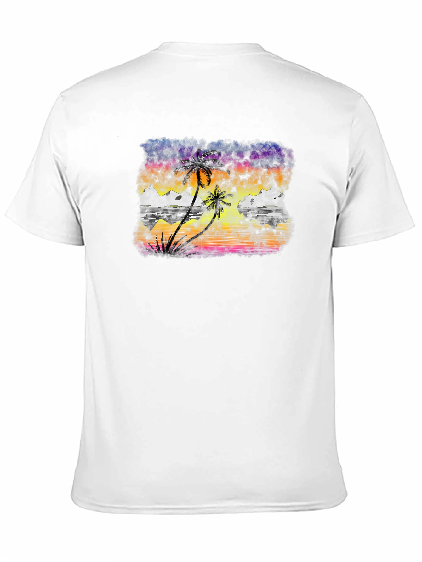 Tropical Sunset Palm Tree Graphic T-Shirt