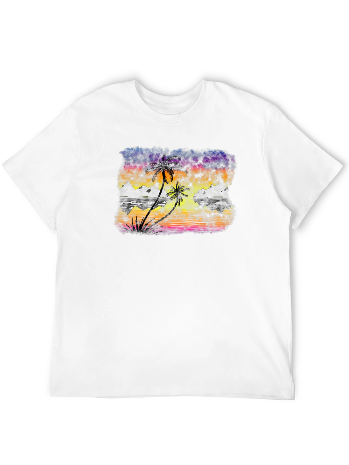 Tropical Sunset Palm Tree Graphic T-Shirt