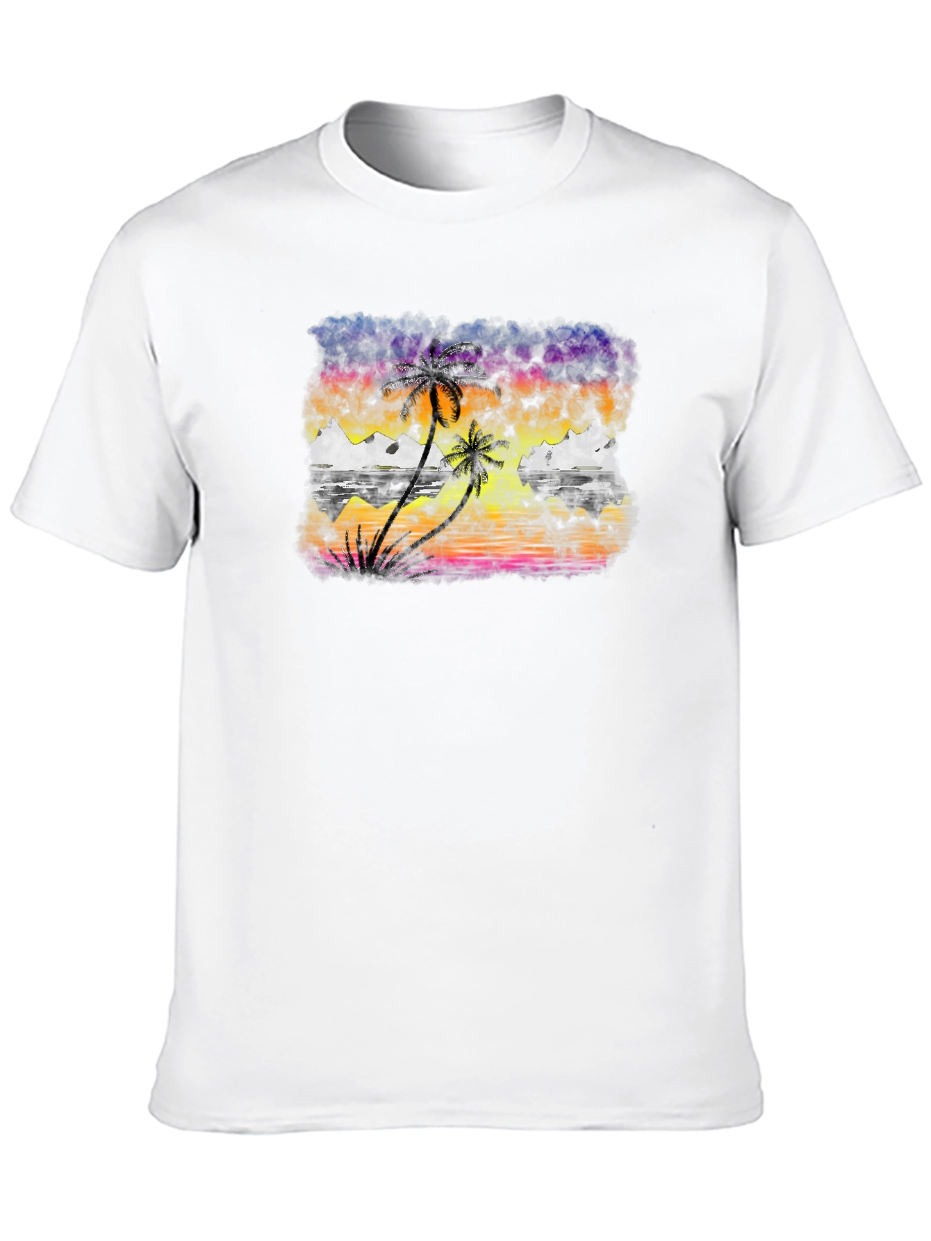 Tropical Sunset Palm Tree Graphic T-Shirt