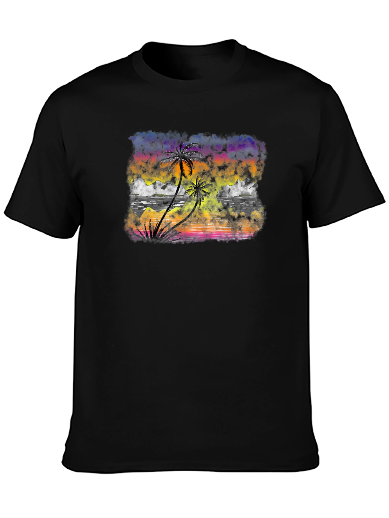 Tropical Sunset Palm Tree Graphic T-Shirt
