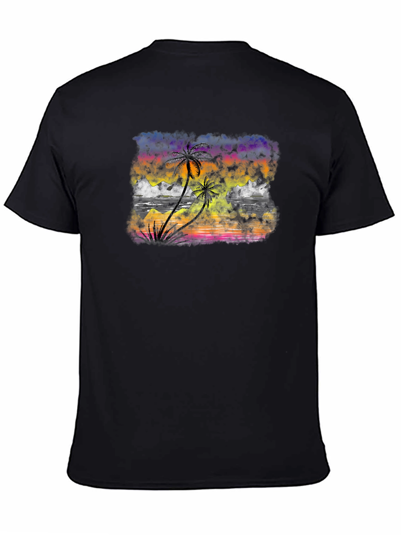 Tropical Sunset Palm Tree Graphic T-Shirt