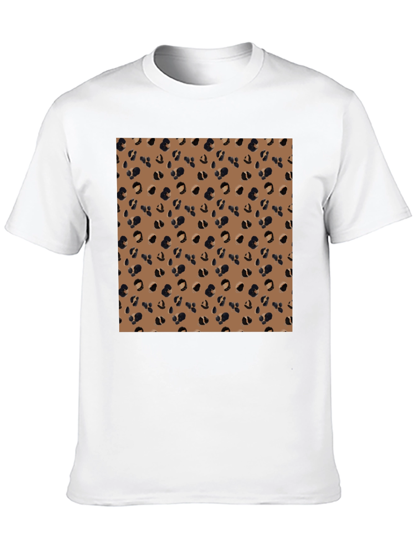 Black Tee with Leopard Print Panel