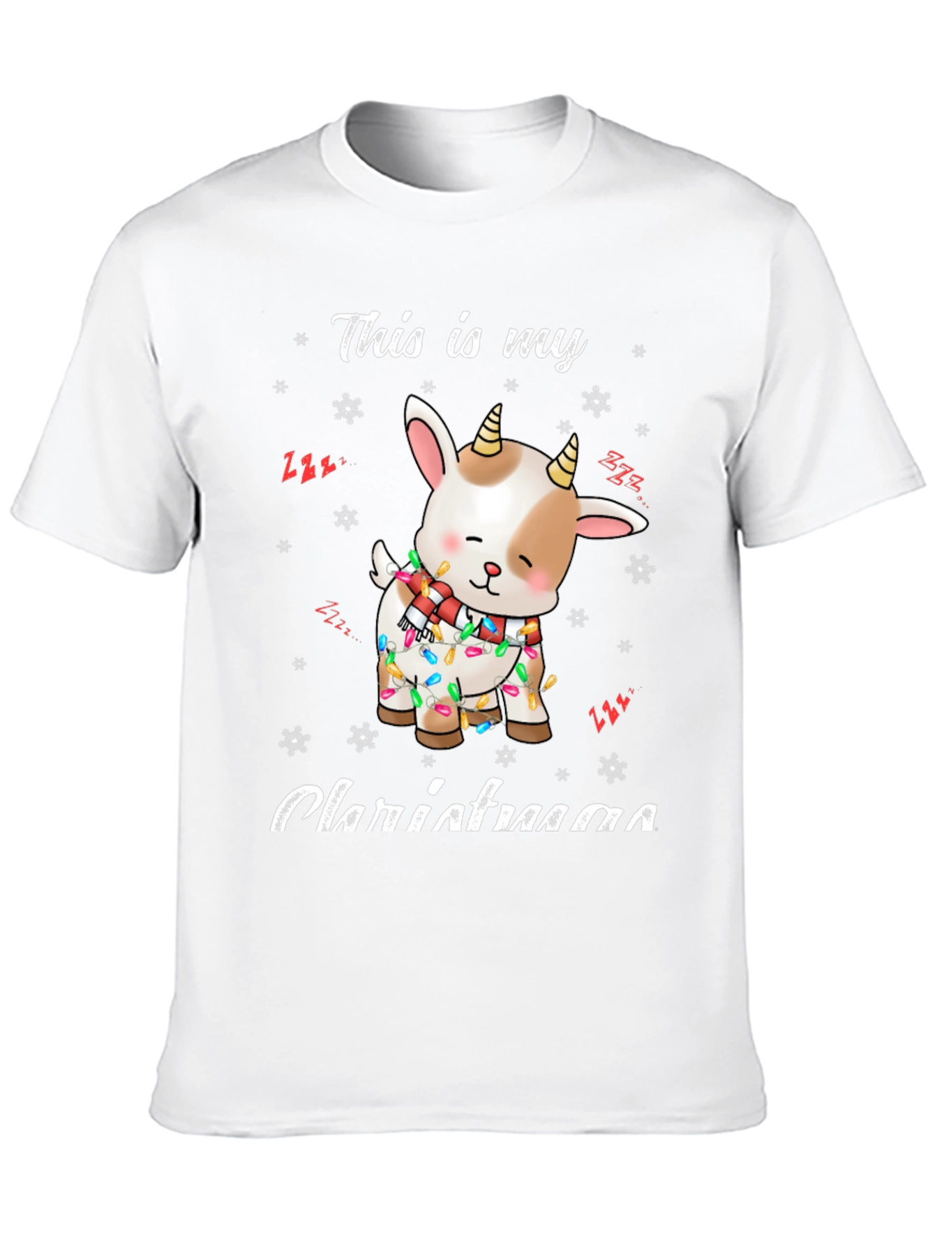 Cute Goat Christmas Lights Graphic T-Shirt
