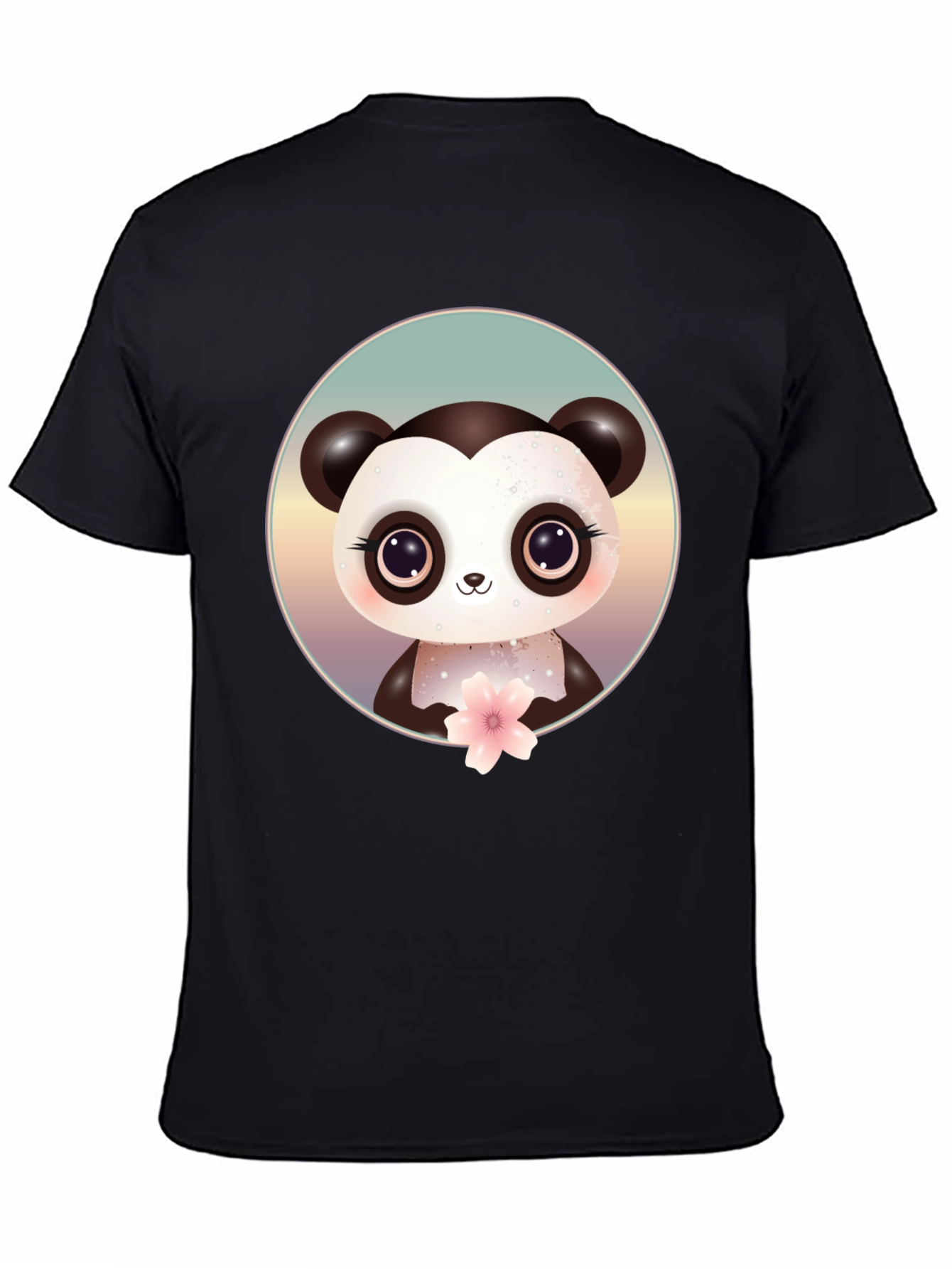 Cute Panda Bear Graphic Black T-Shirt