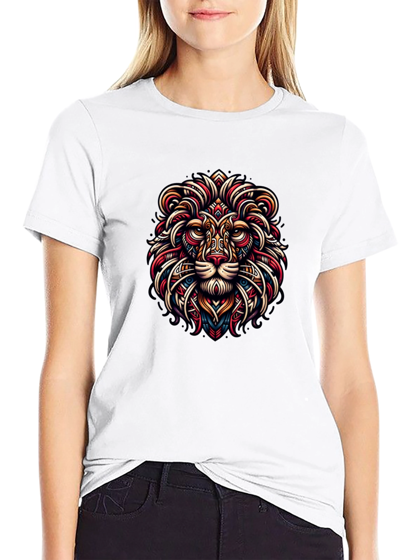 Lion Art Graphic Black Tee