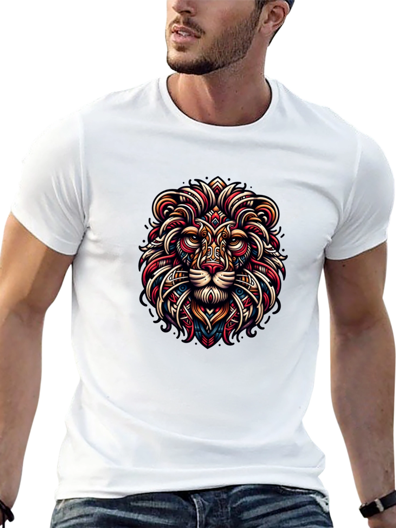 Lion Art Graphic Black Tee