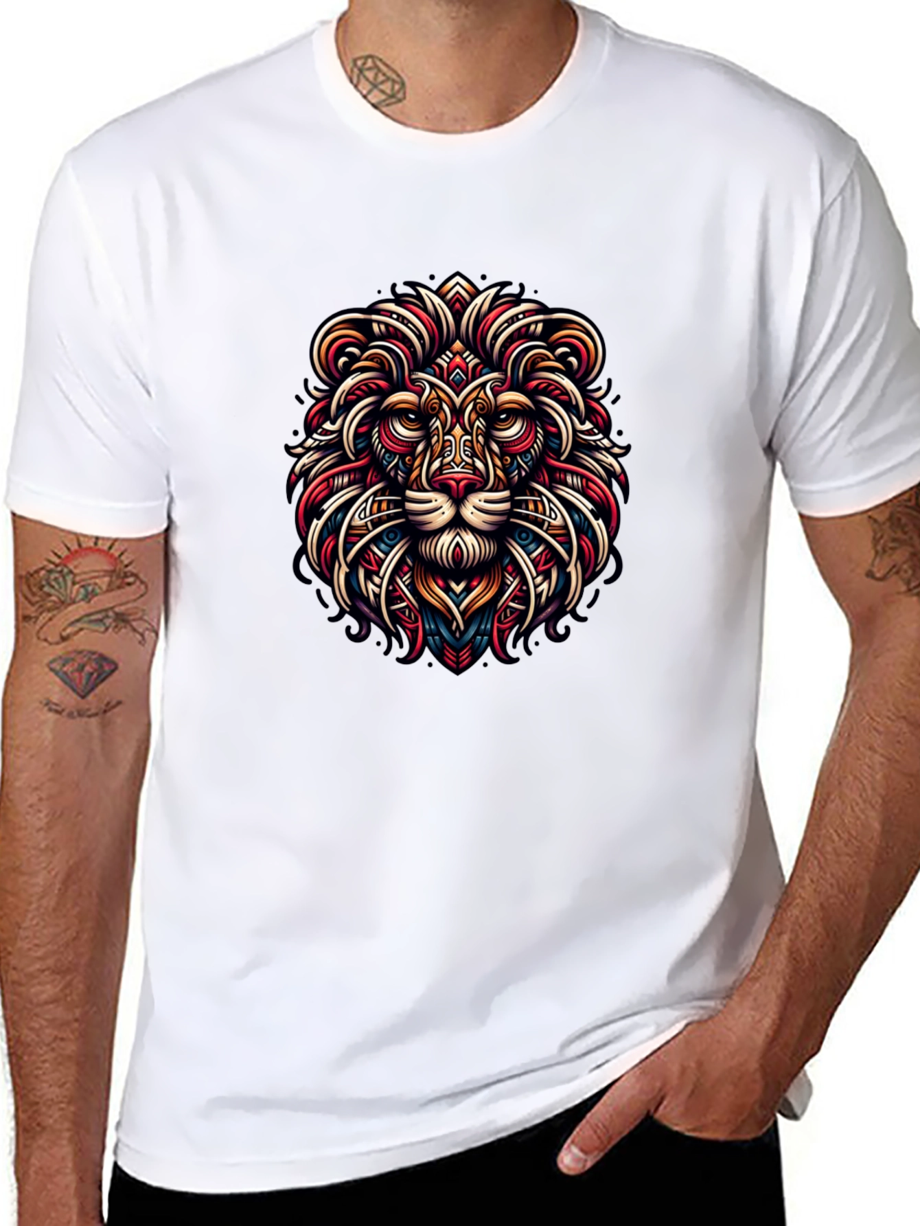 Lion Art Graphic Black Tee