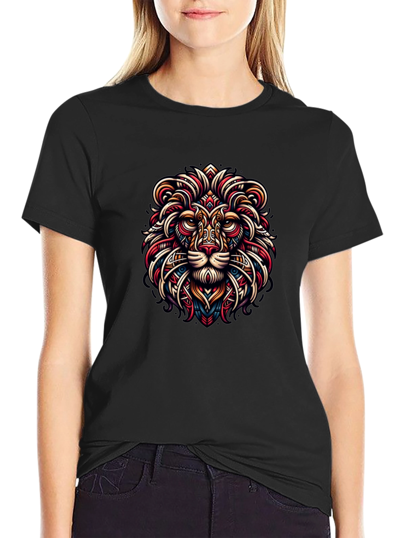 Lion Art Graphic Black Tee