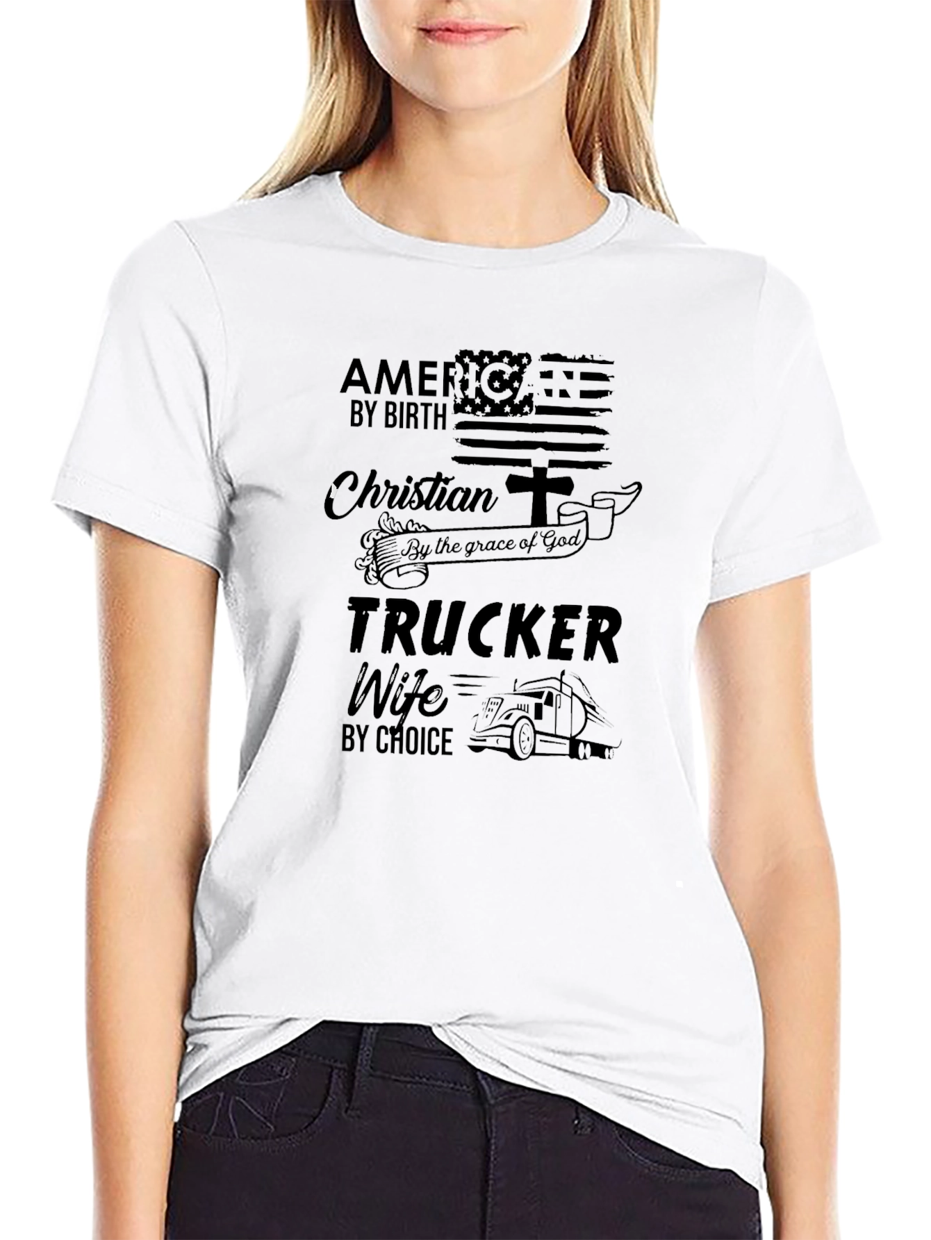 Christian Trucker Wife Black T-Shirt
