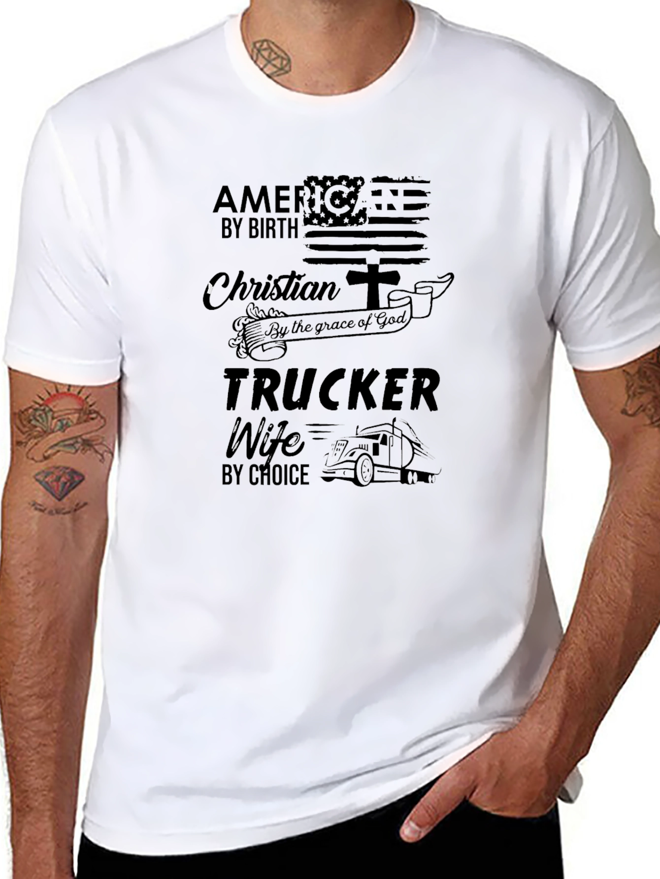 Christian Trucker Wife Black T-Shirt
