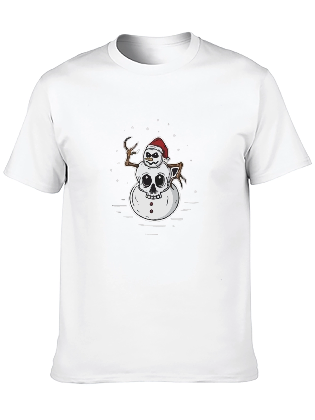 Skull Snowman Graphic T-Shirt - Black
