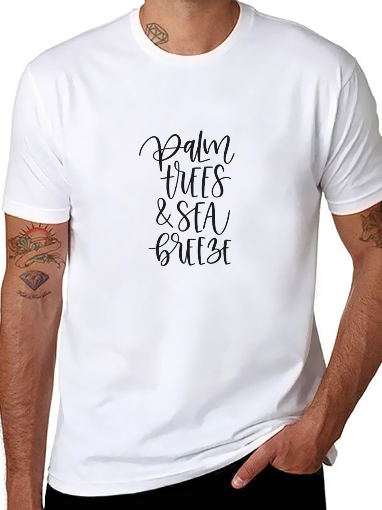 Palm Vibes & Sea Breeze Black T-Shirt