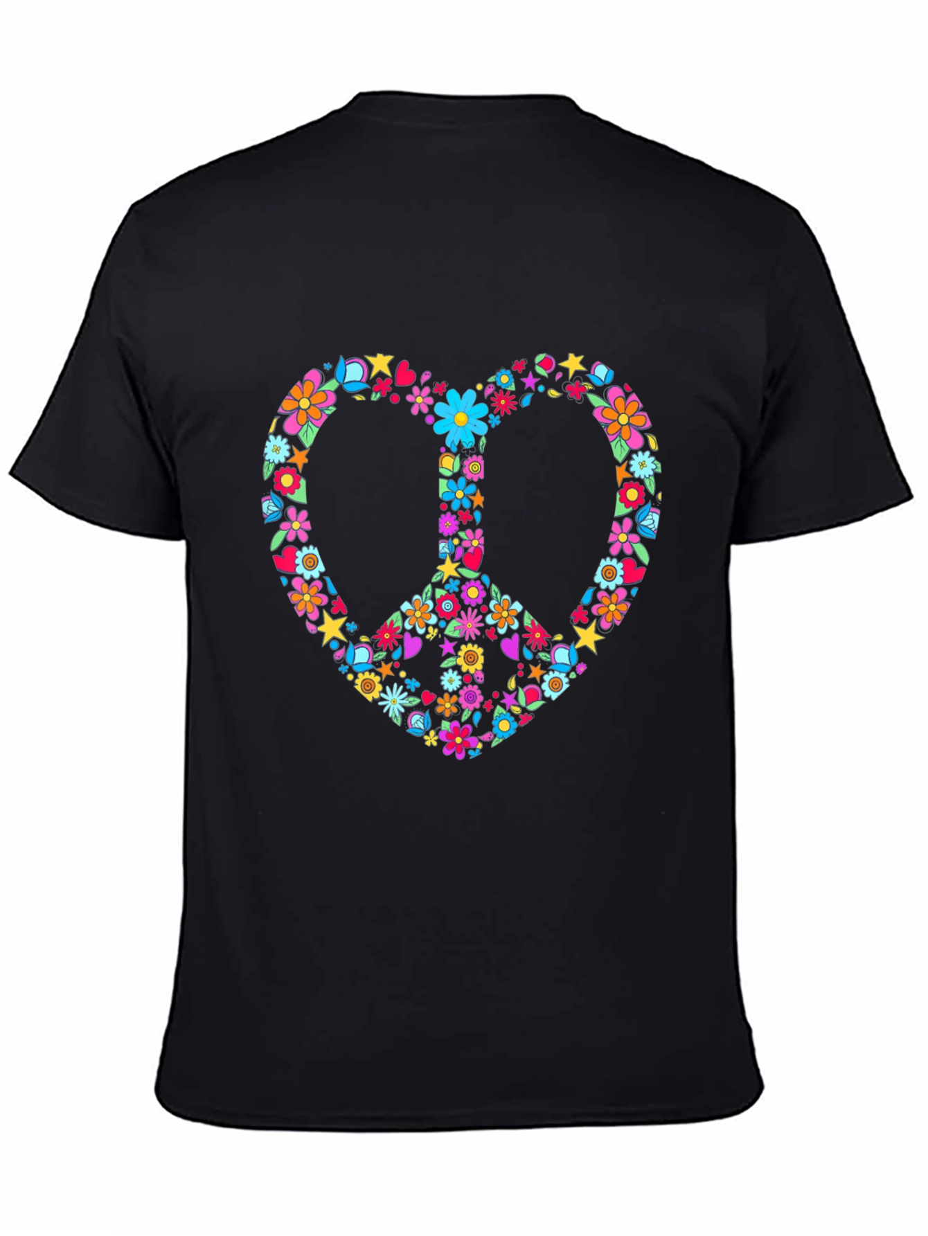 Floral Peace Sign Heart Graphic T-Shirt