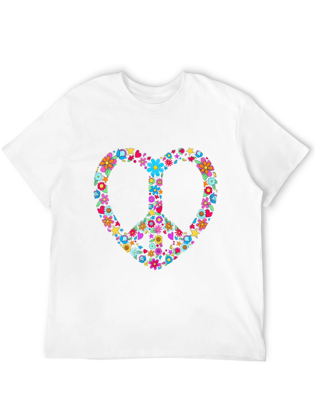 Floral Peace Sign Heart Graphic T-Shirt