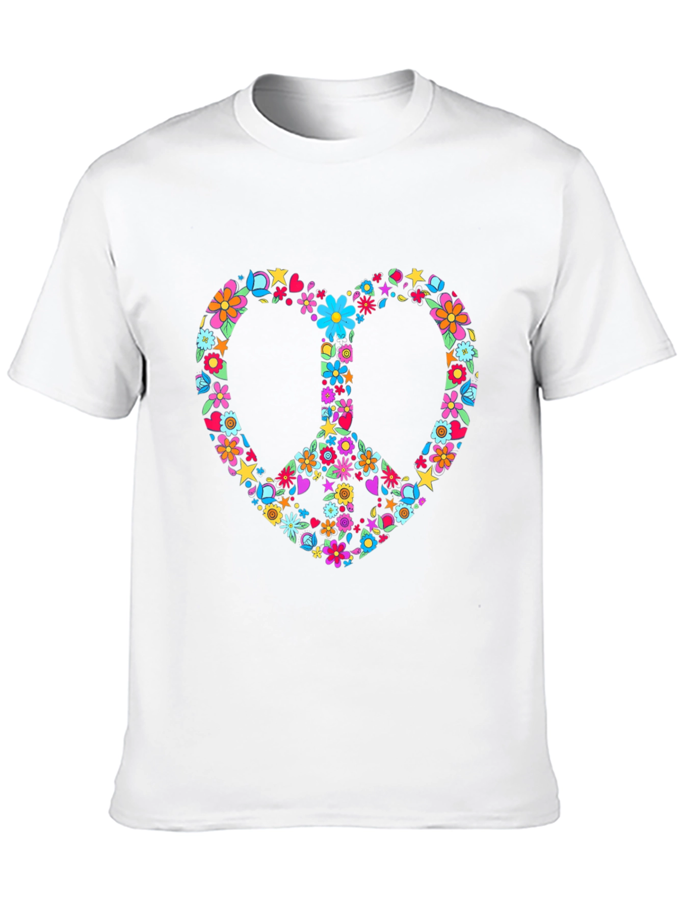 Floral Peace Sign Heart Graphic T-Shirt