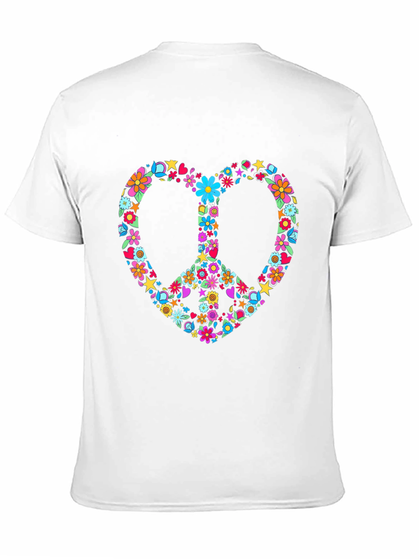 Floral Peace Sign Heart Graphic T-Shirt
