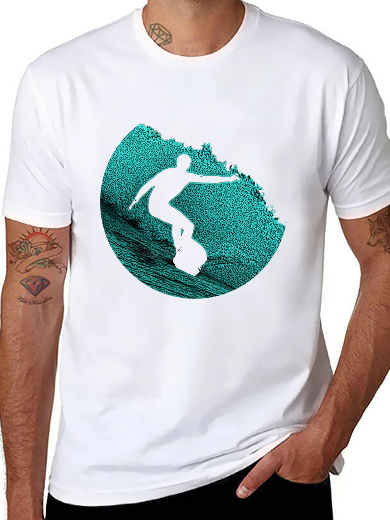 Surfer Graphic Print Crew Neck T-Shirt