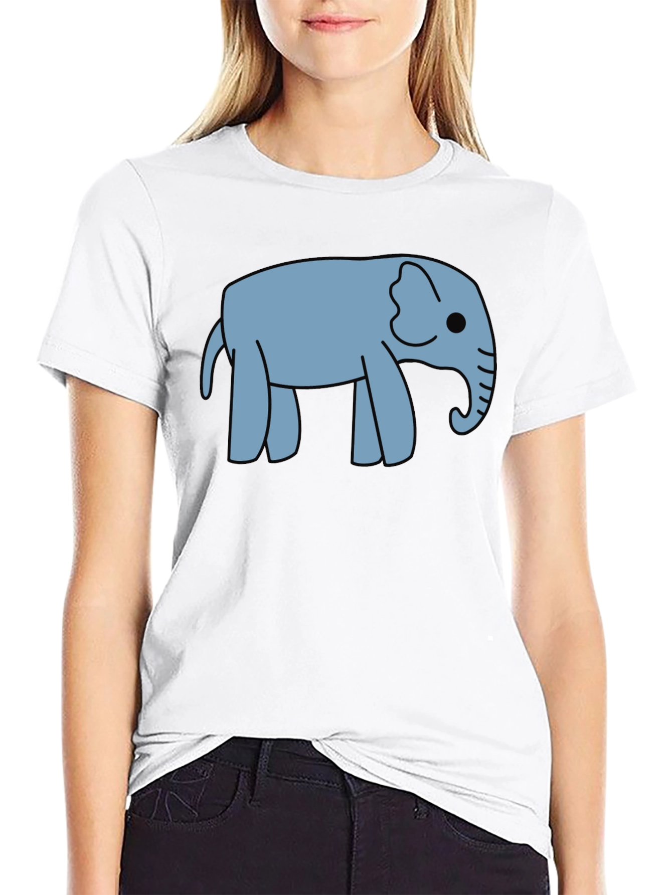 Cute Elephant Graphic Black T-Shirt