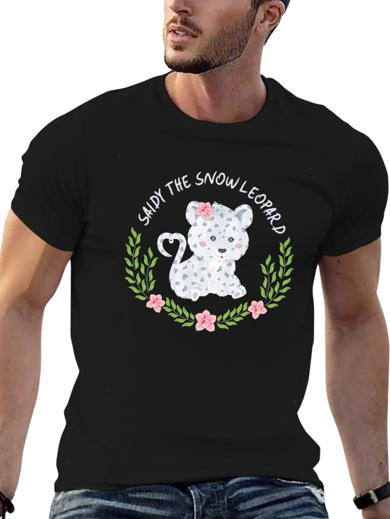 Snow Leopard Graphic Tee - Cute Animal Print