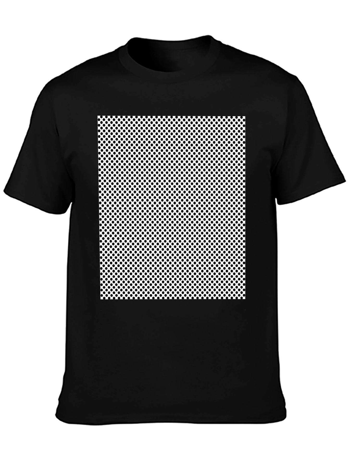 Black T-Shirt with Polka Dot Square Graphic