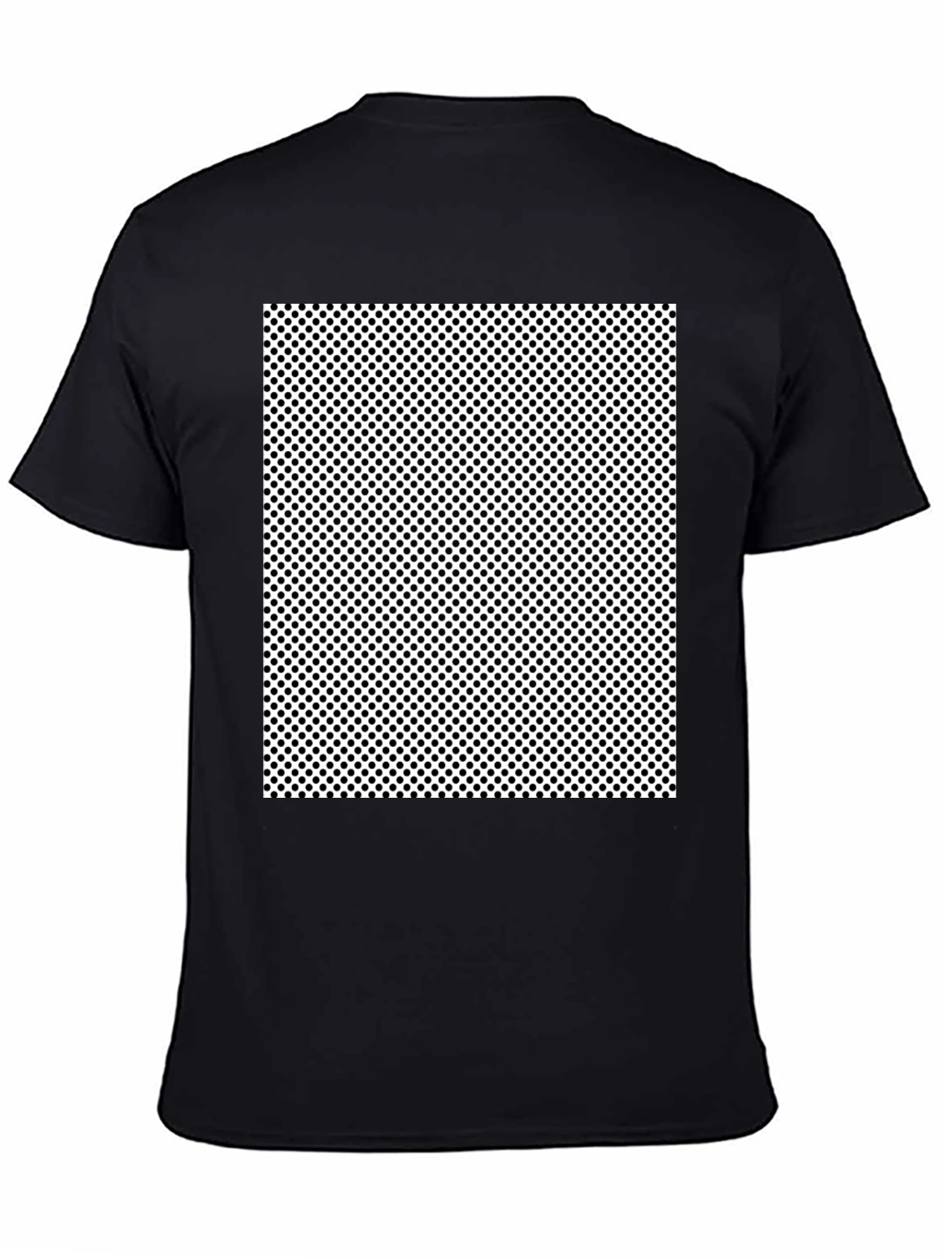 Black T-Shirt with Polka Dot Square Graphic