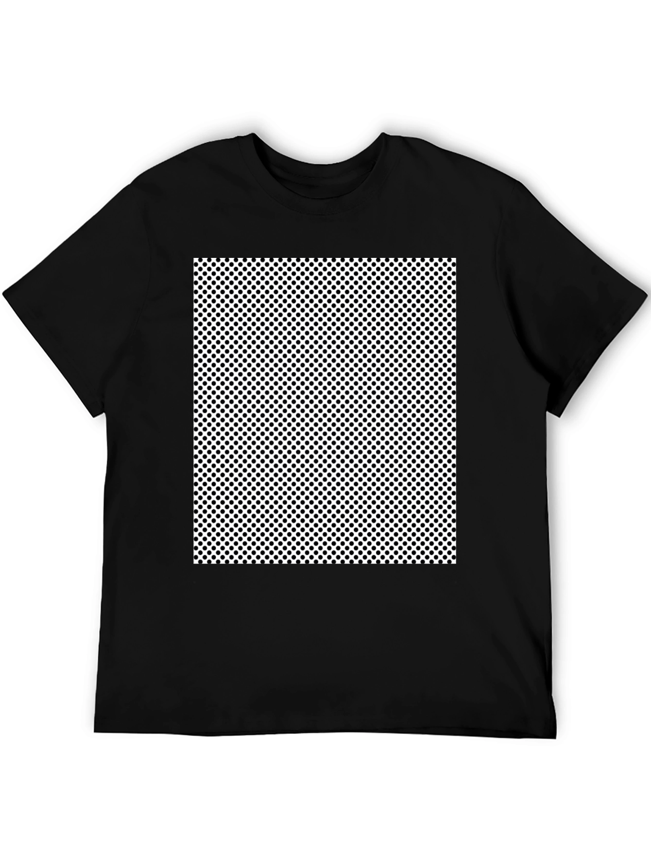 Black T-Shirt with Polka Dot Square Graphic
