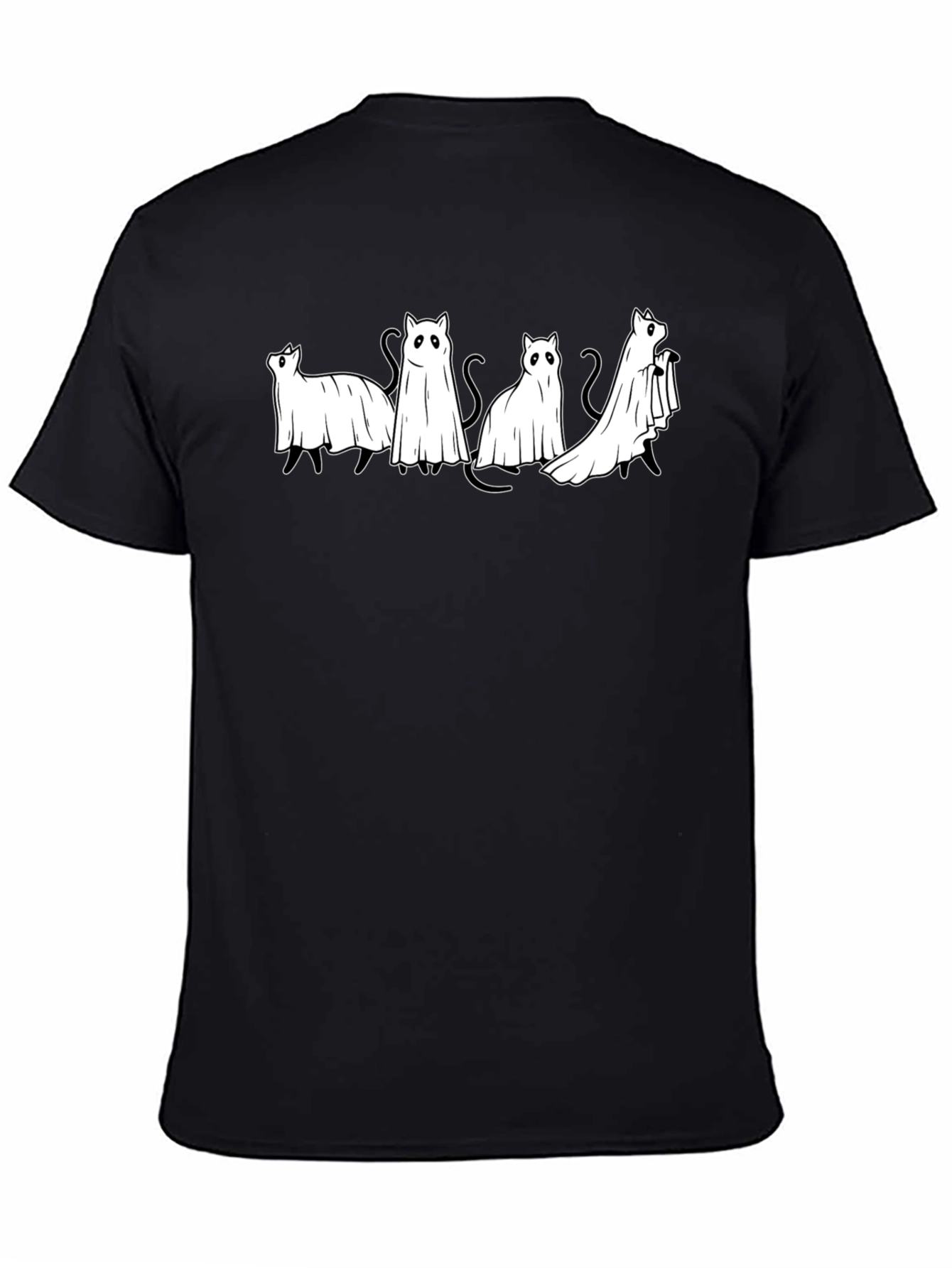 Ghost Cats Black T-Shirt - Spooky & Cute