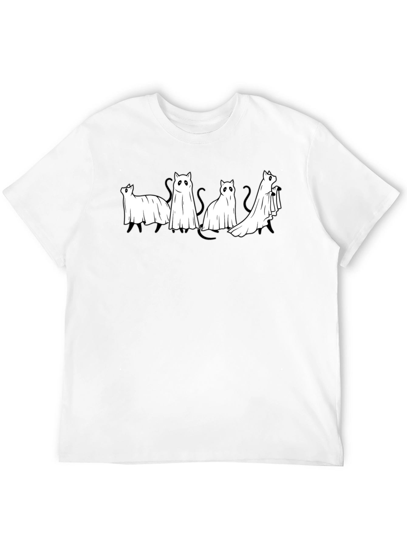 Ghost Cats Black T-Shirt - Spooky & Cute