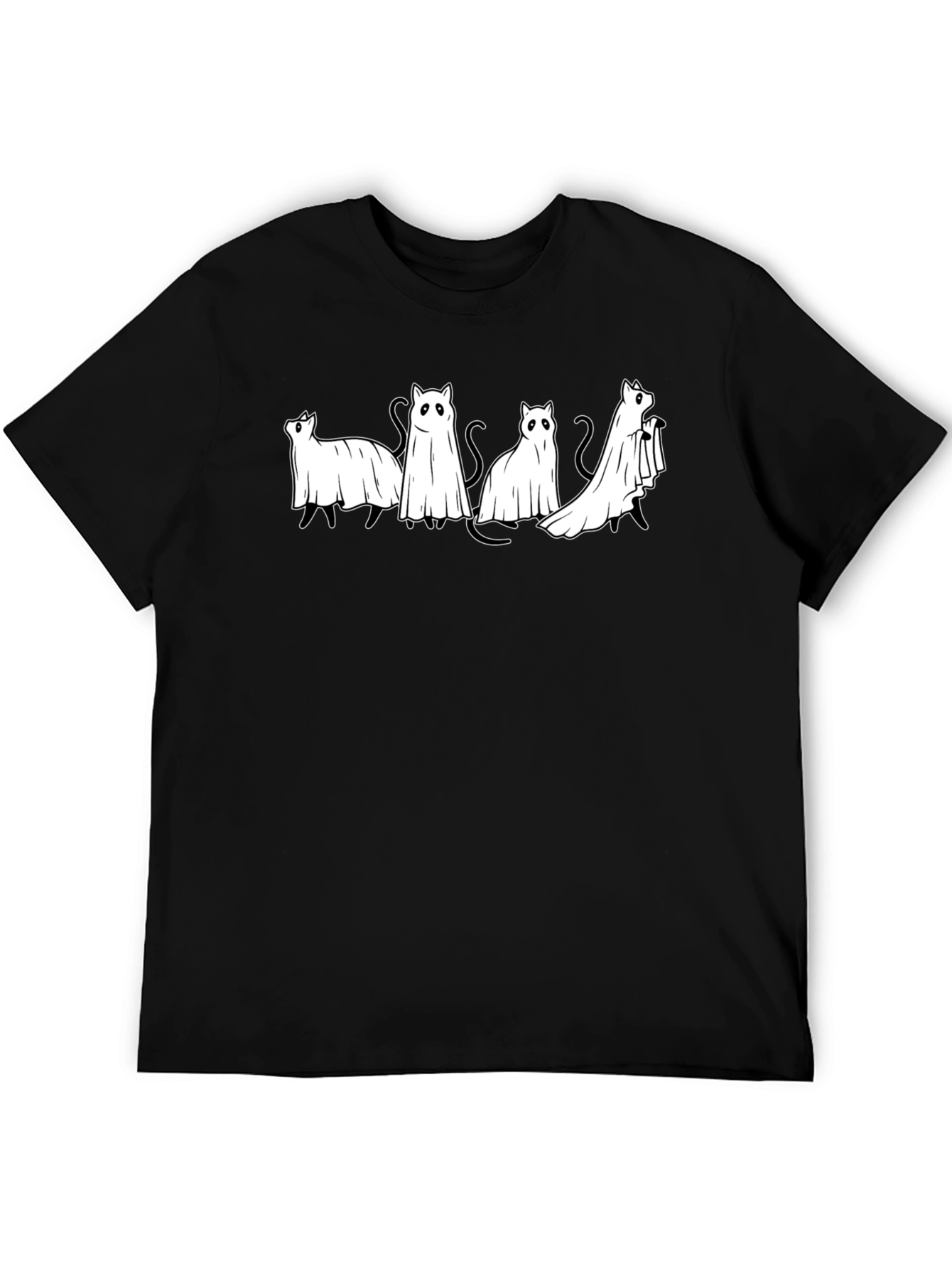 Ghost Cats Black T-Shirt - Spooky & Cute