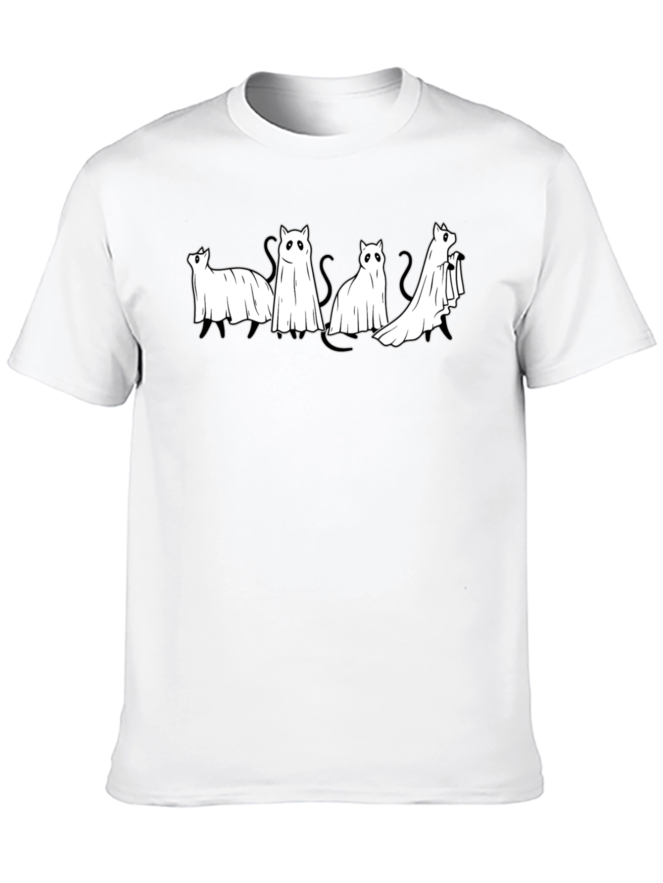 Ghost Cats Black T-Shirt - Spooky & Cute