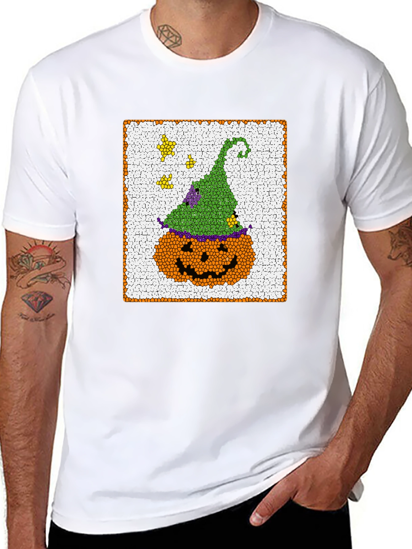 Halloween Pumpkin Witch Hat Graphic T-Shirt