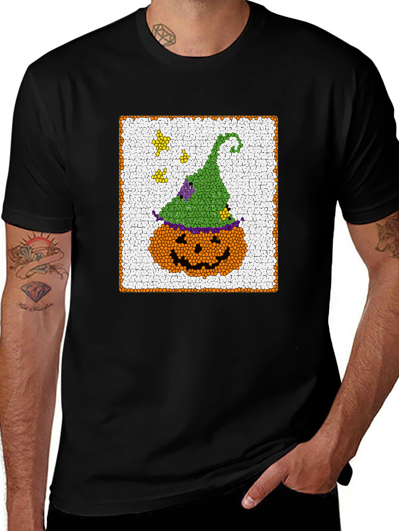 Halloween Pumpkin Witch Hat Graphic T-Shirt