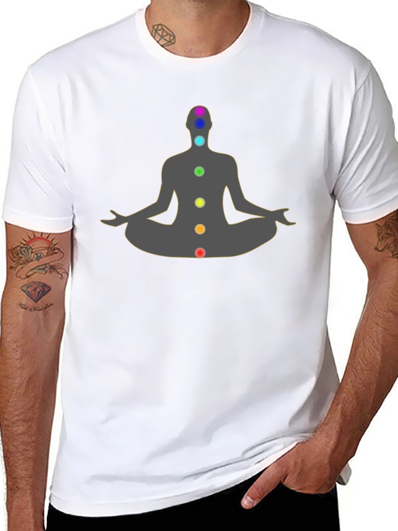 Chakra Meditation Graphic Black T-Shirt