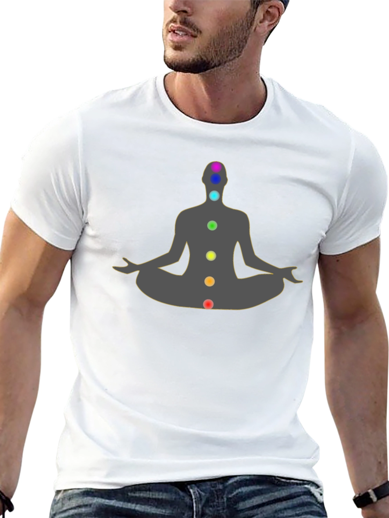 Chakra Meditation Graphic Black T-Shirt