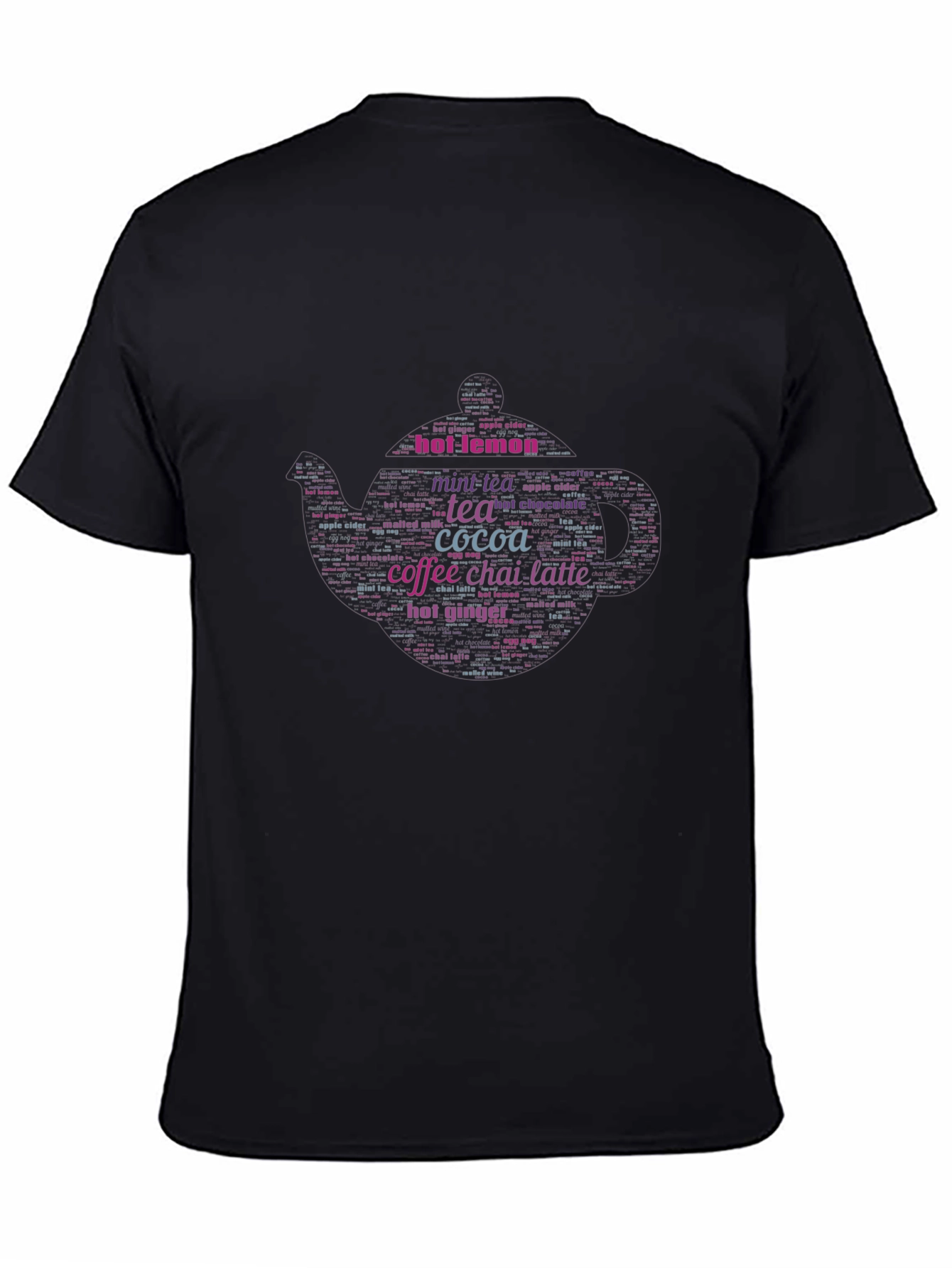 Hot Drinks Word Art Teapot Graphic T-Shirt