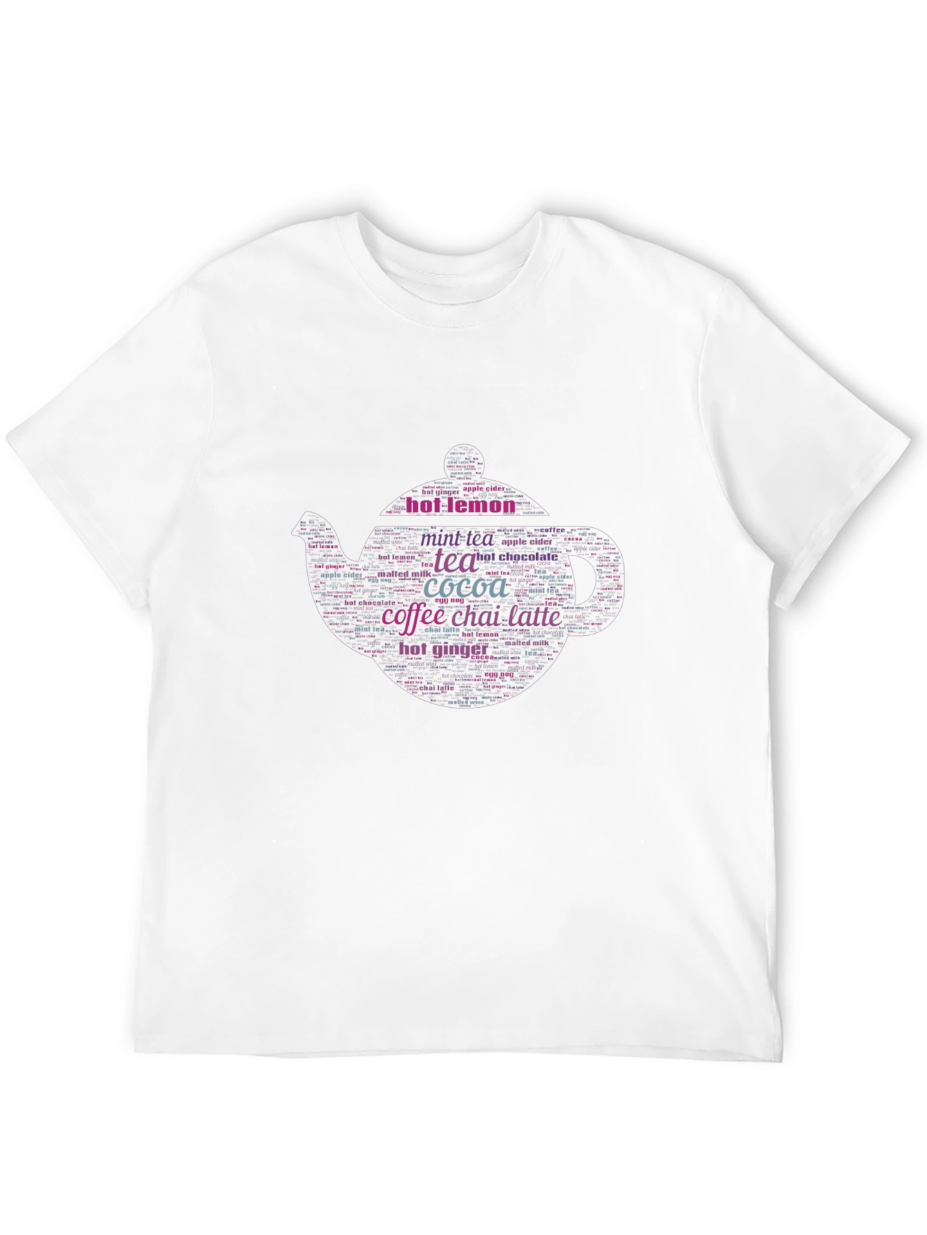 Hot Drinks Word Art Teapot Graphic T-Shirt