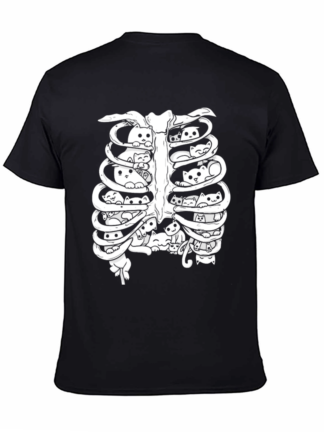 Cat Ribcage T-Shirt - Unisex Black Tee