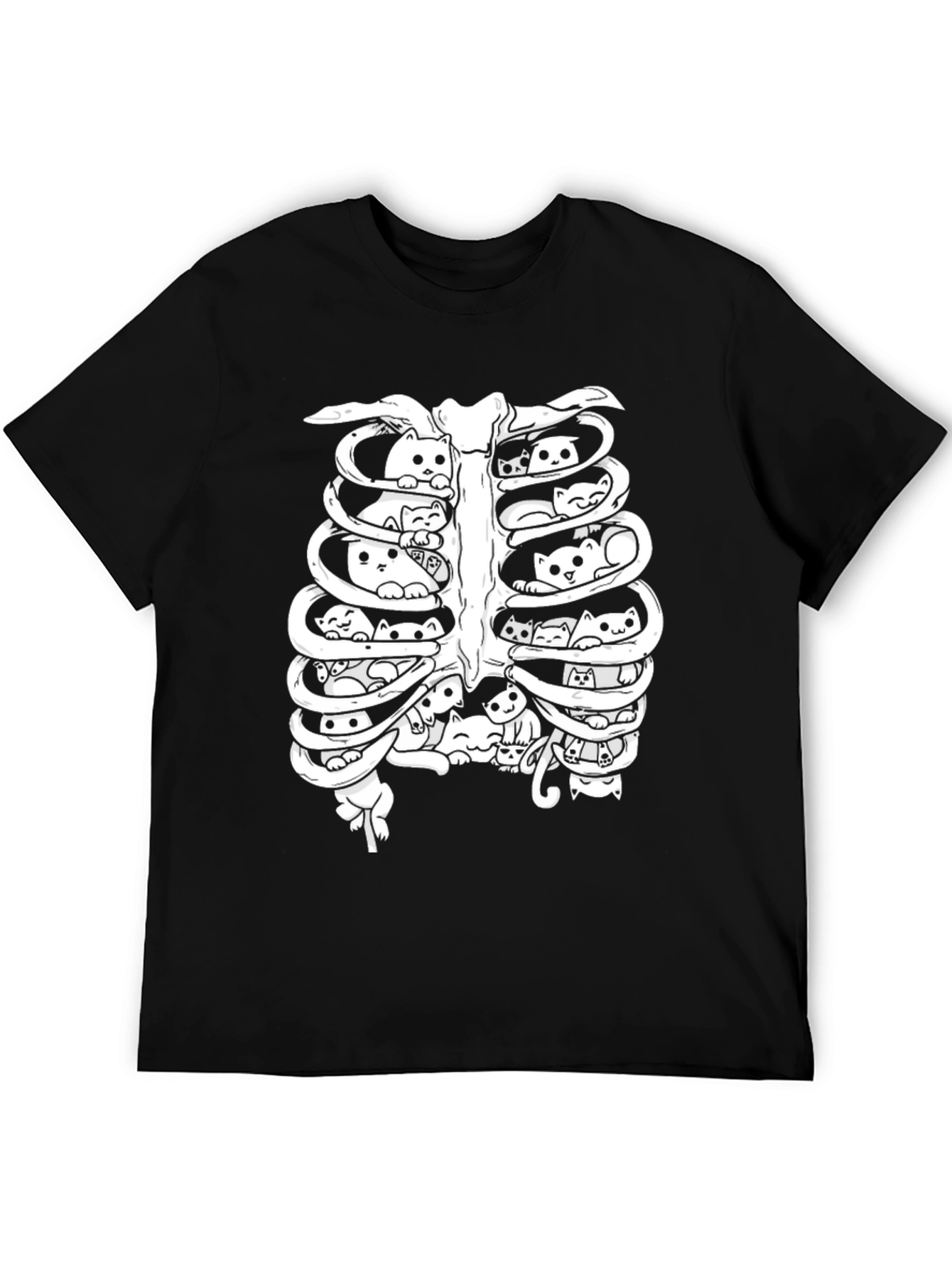 Cat Ribcage T-Shirt - Unisex Black Tee