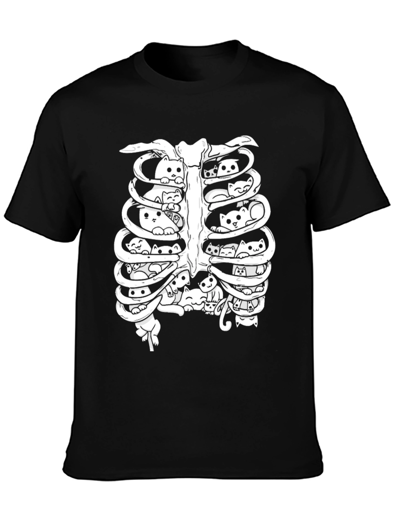 Cat Ribcage T-Shirt - Unisex Black Tee