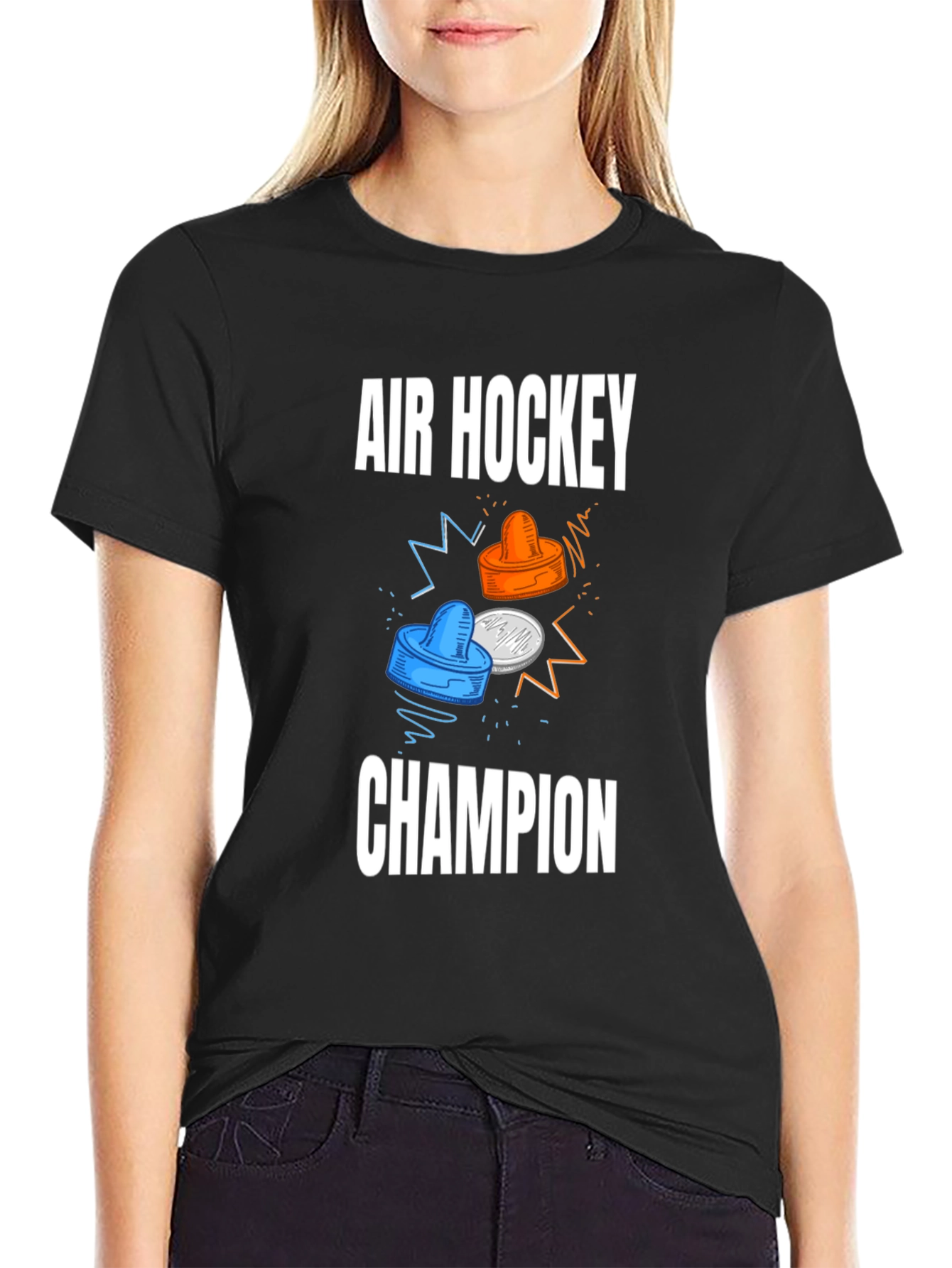 Air Hockey Champion Black T-Shirt