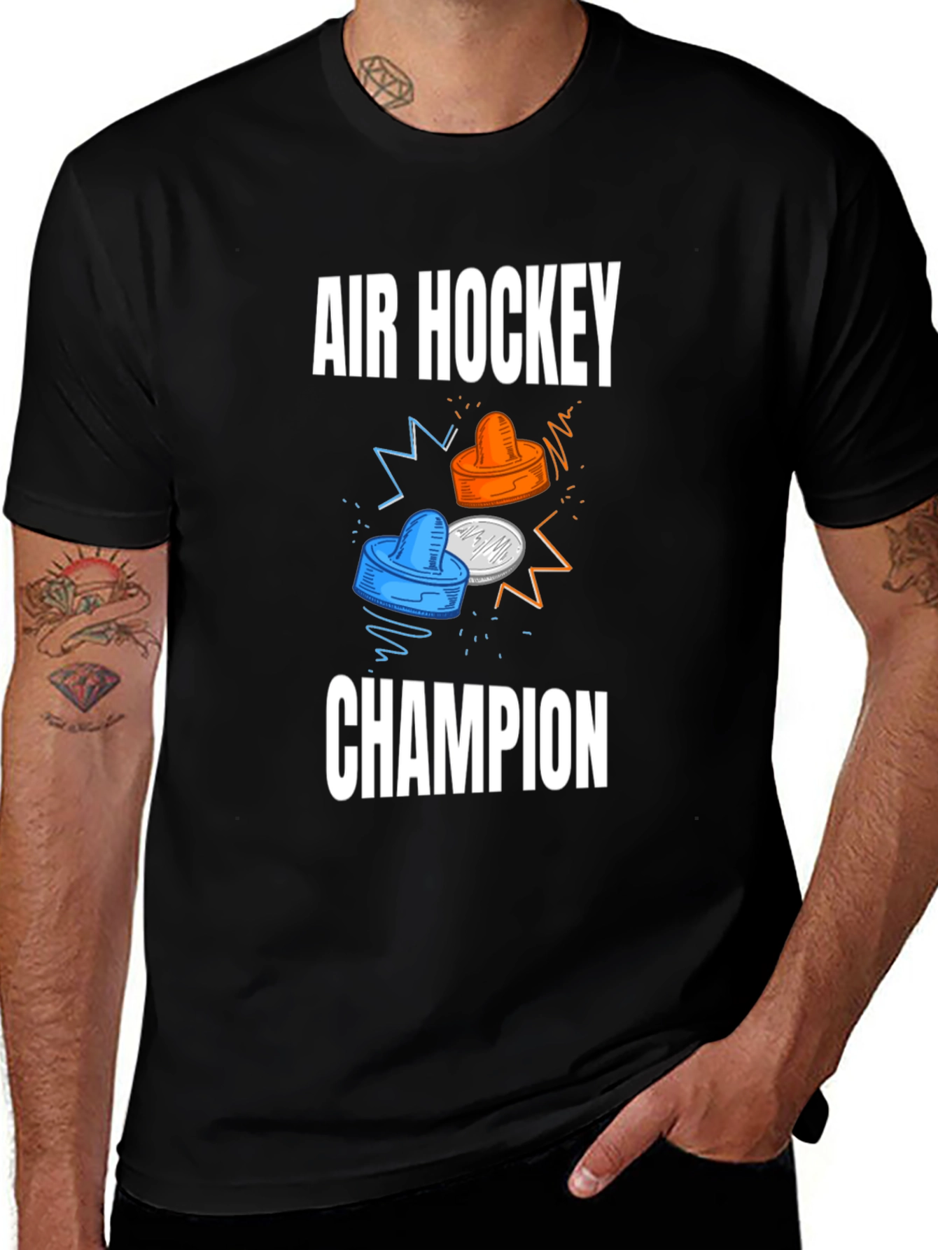 Air Hockey Champion Black T-Shirt