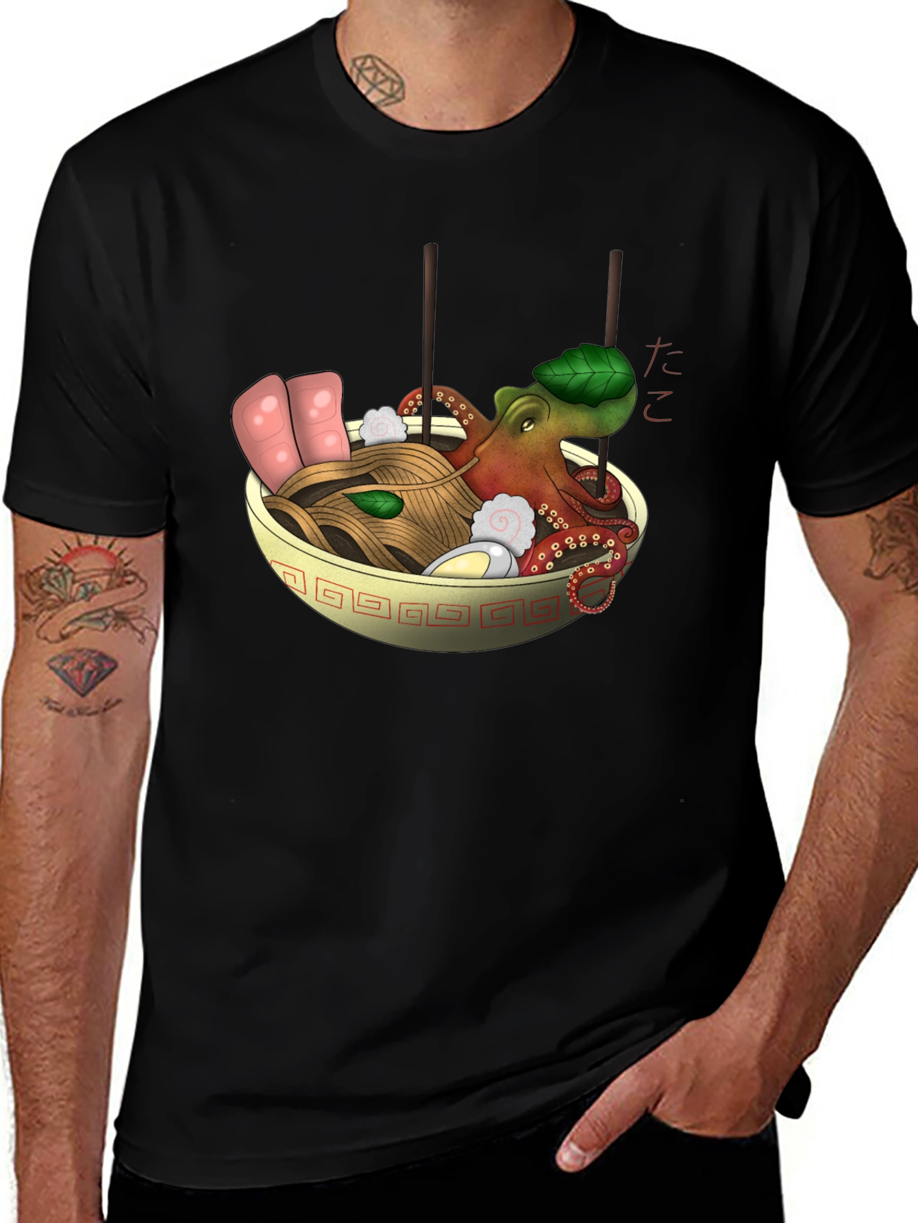 Octopus Ramen Black T-Shirt