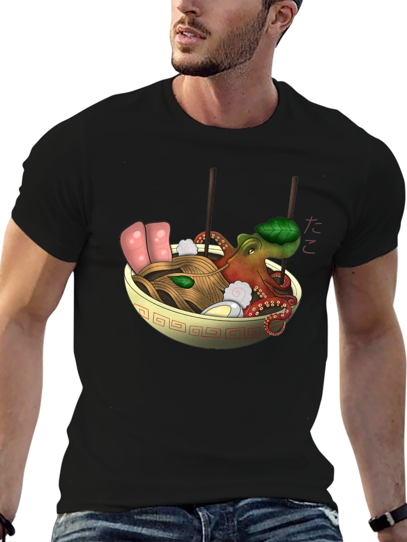 Octopus Ramen Black T-Shirt
