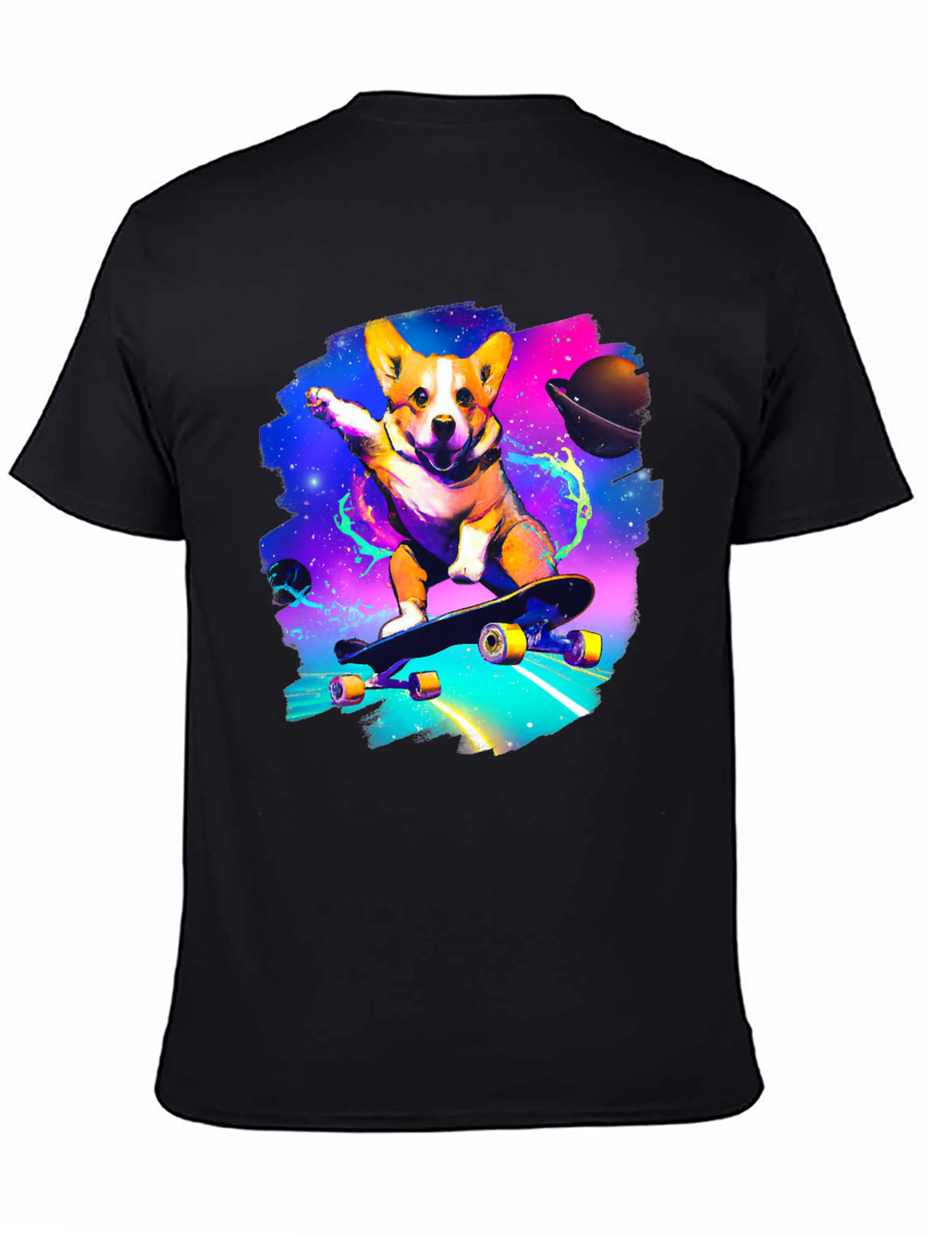 Skateboarding Corgi Galaxy T-Shirt