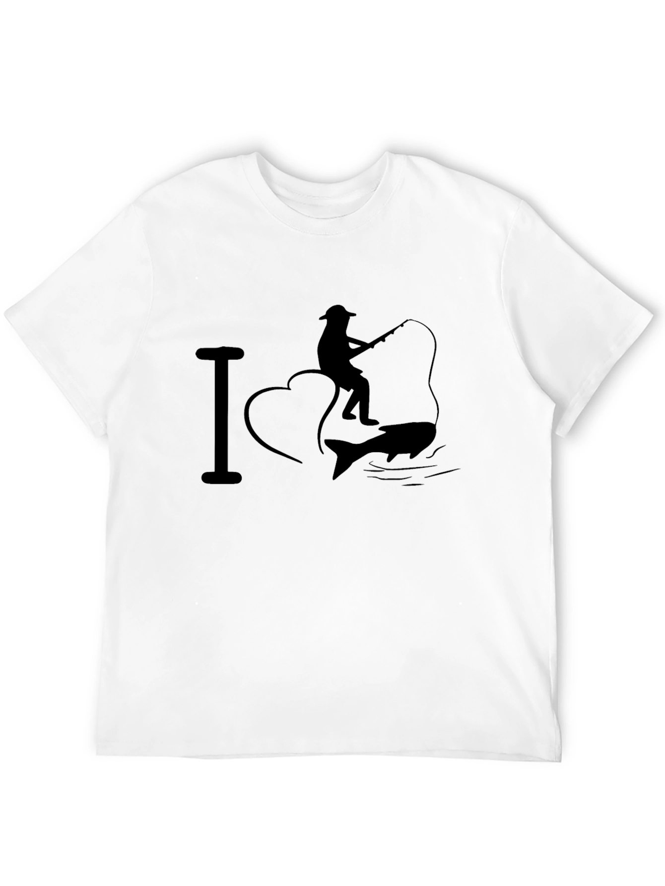 I Heart Fishing Black Graphic T-Shirt