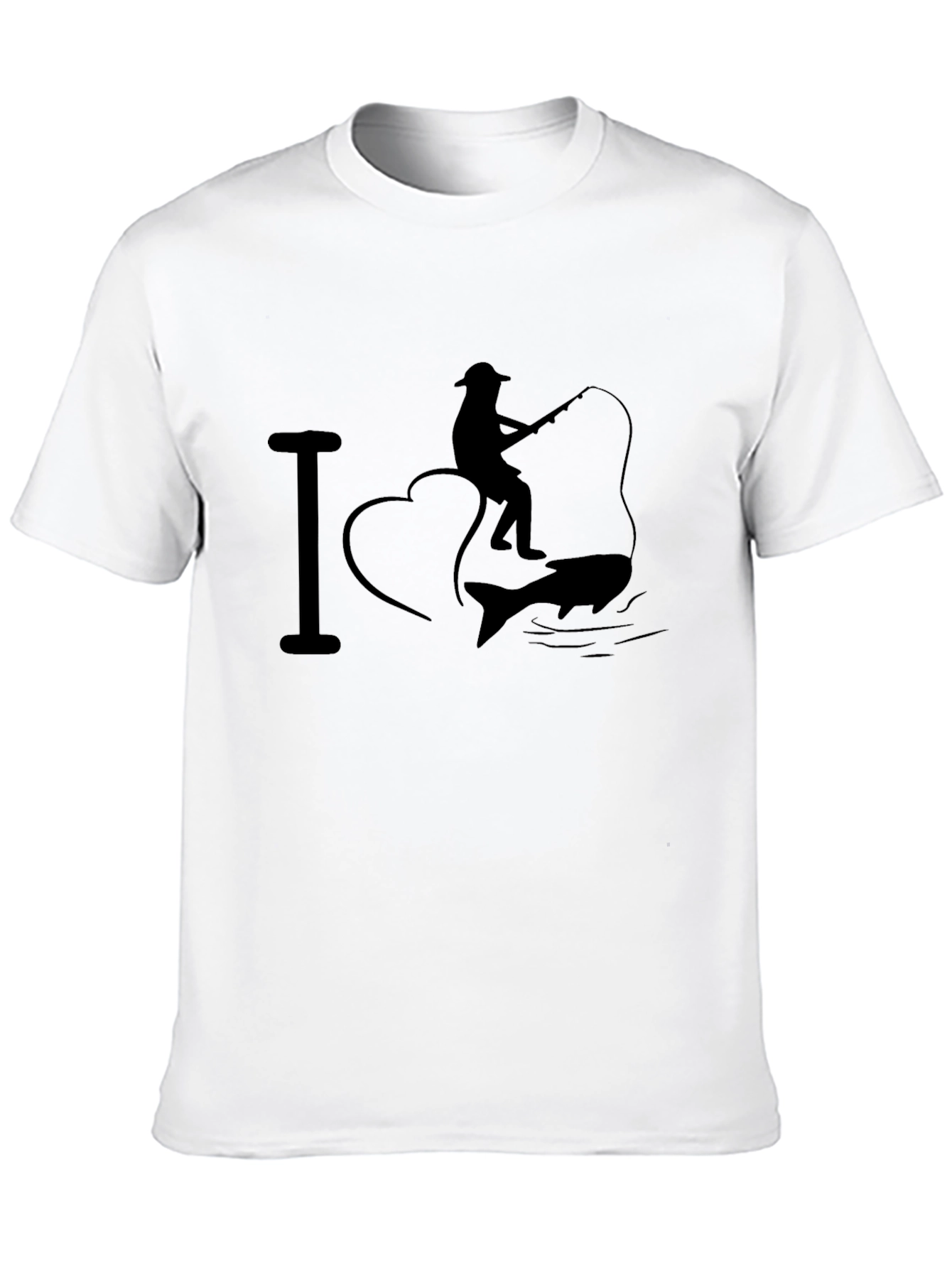 I Heart Fishing Black Graphic T-Shirt